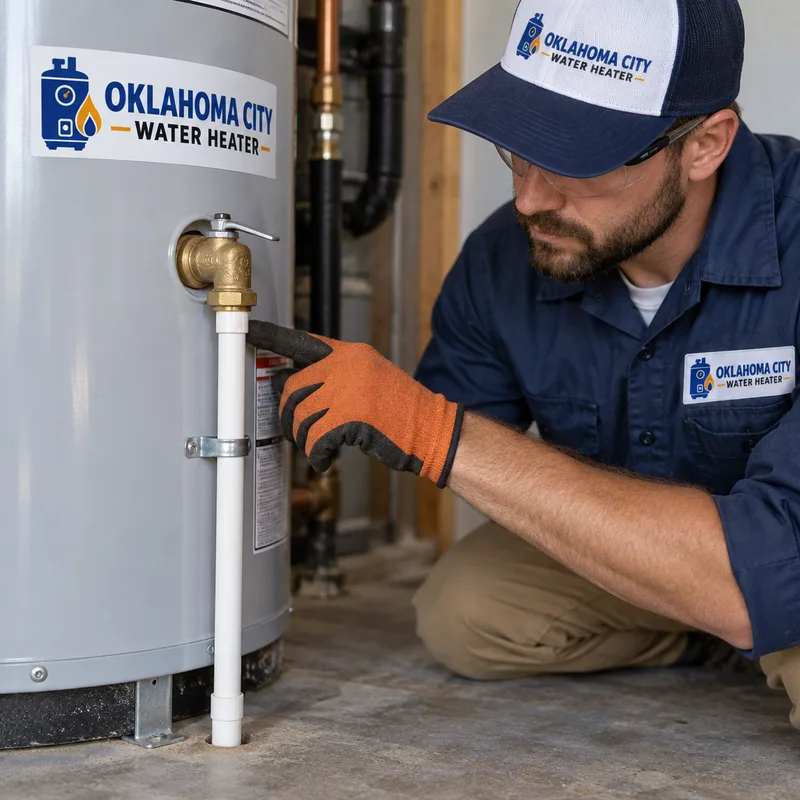 Properly installed temperature and pressure relief valve with a safely routed discharge line